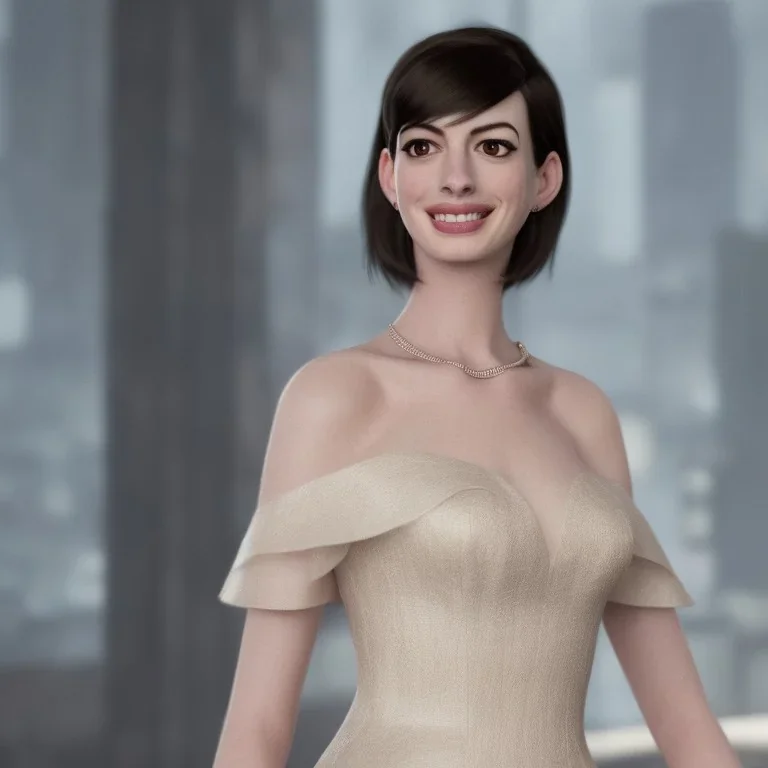 Anne Hathaway, wearing fantastic dress, 8k, highly detailed, realism