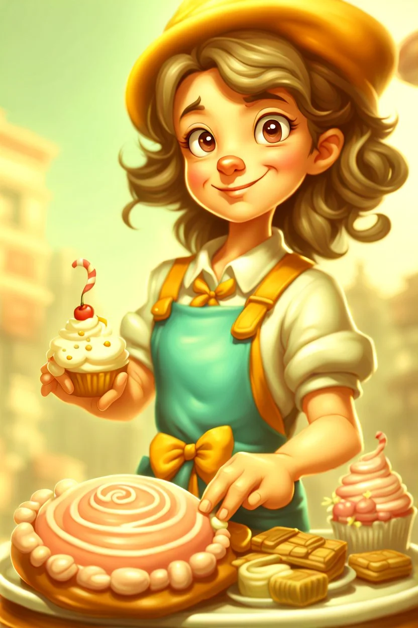 a cartoon character thirty years old confectioner , an ultrafine detailed painting by senior character artist, featured on polycount, sots art, artstation hd, 2d game art, behance hd