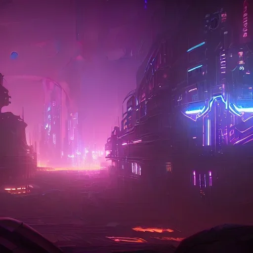 cyberpunk, landscape, GUITARS, cinematic, highly detailed, close up, 4k, deep colors, gold, fire, red, purple, dark, ethereal, utopia, apocalypse, from outer space