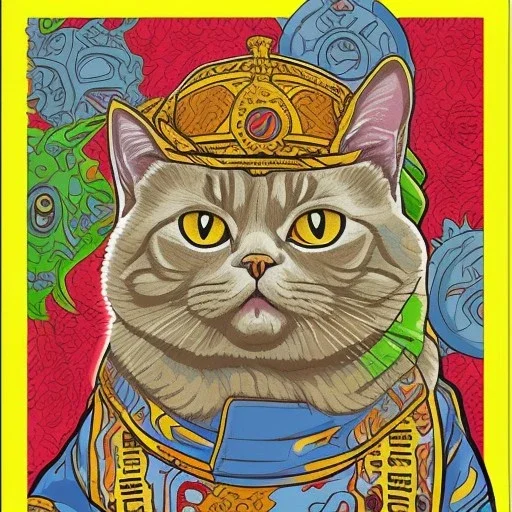 british shorthair cat, detailed, pattern, manga, "naruto", Masashi Kishimoto, anime, ninja, jujitsu