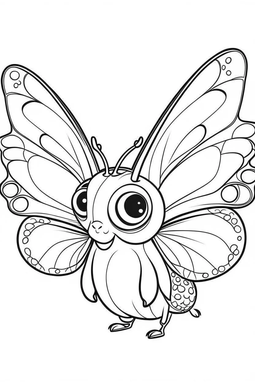 outline art for cute Butterfly coloring pages with sitch, white background, Sketch style, full body, only use outline, toddlers style, clean line art, white background, no shadows and clear and well outlined.