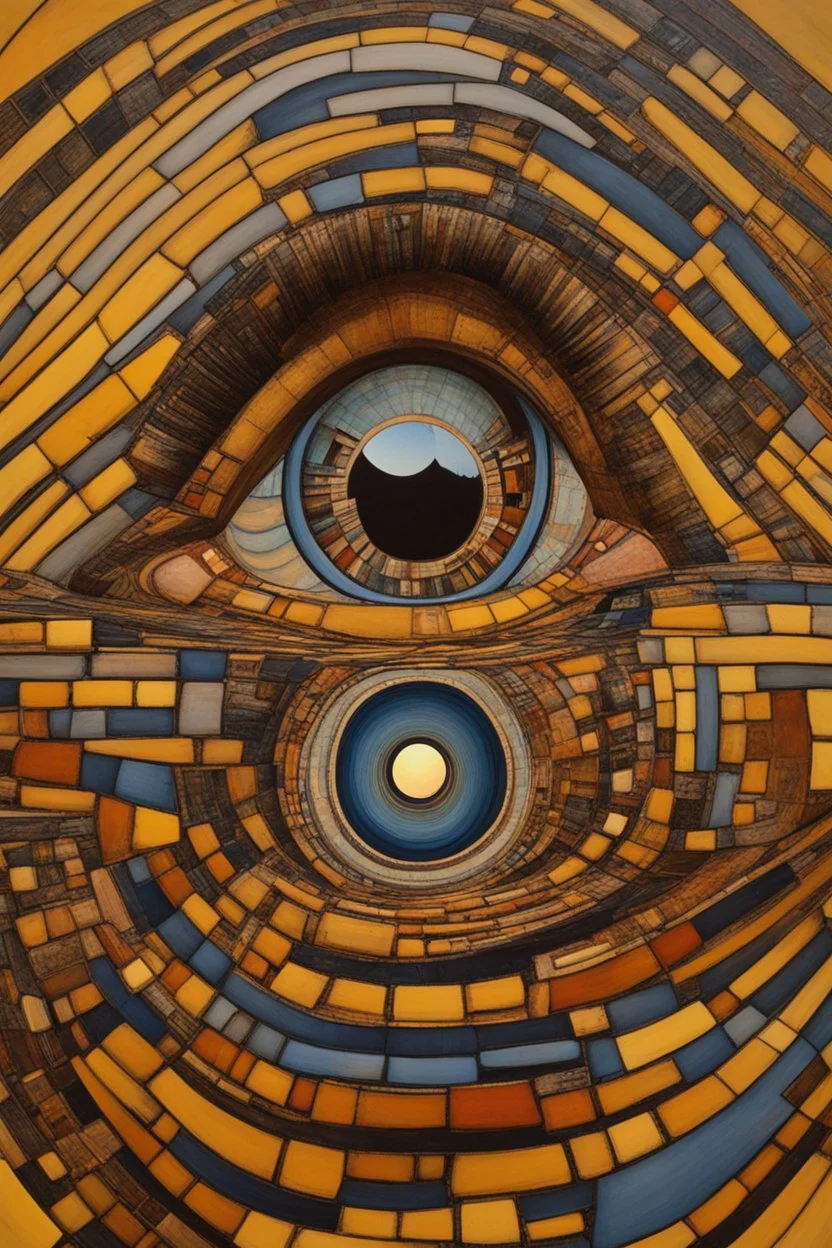 The endless depth of a pupil in the eye; Hundertwasser; Hundertwasser; M. C. Escher; Golden Hour