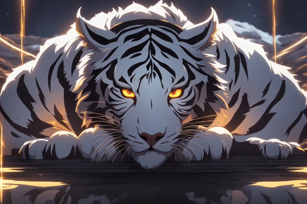 grendel in 8k solo leveling shadow artstyle, white tiger them, neon effect, full body, apocalypse, intricate details, highly detailed, high details, detailed portrait, masterpiece,ultra detailed, ultra quality
