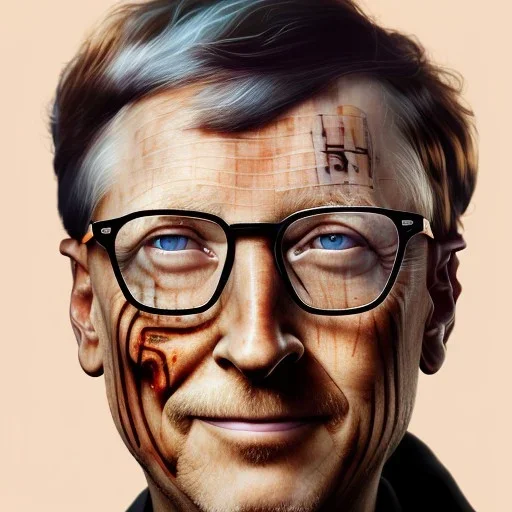 Photo of Bill Gates , beautiful face, multi-hued red hair; in the style of martine johanna, draped in flowing fabric, ignore nsfw, colorful energetic brush strokes, realistic, sharp focus, 8k high definition, insanely detailed, intricate, elegant, art by martine johanna and artgerm