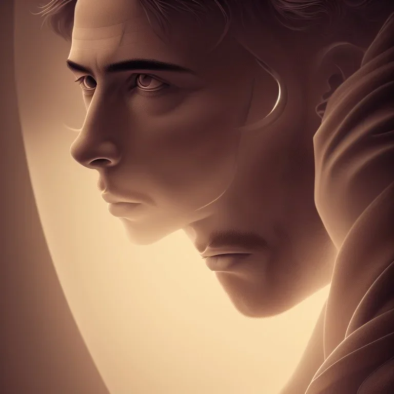 Homme, regard vide, 4k, solitude, folie, Fibonacci