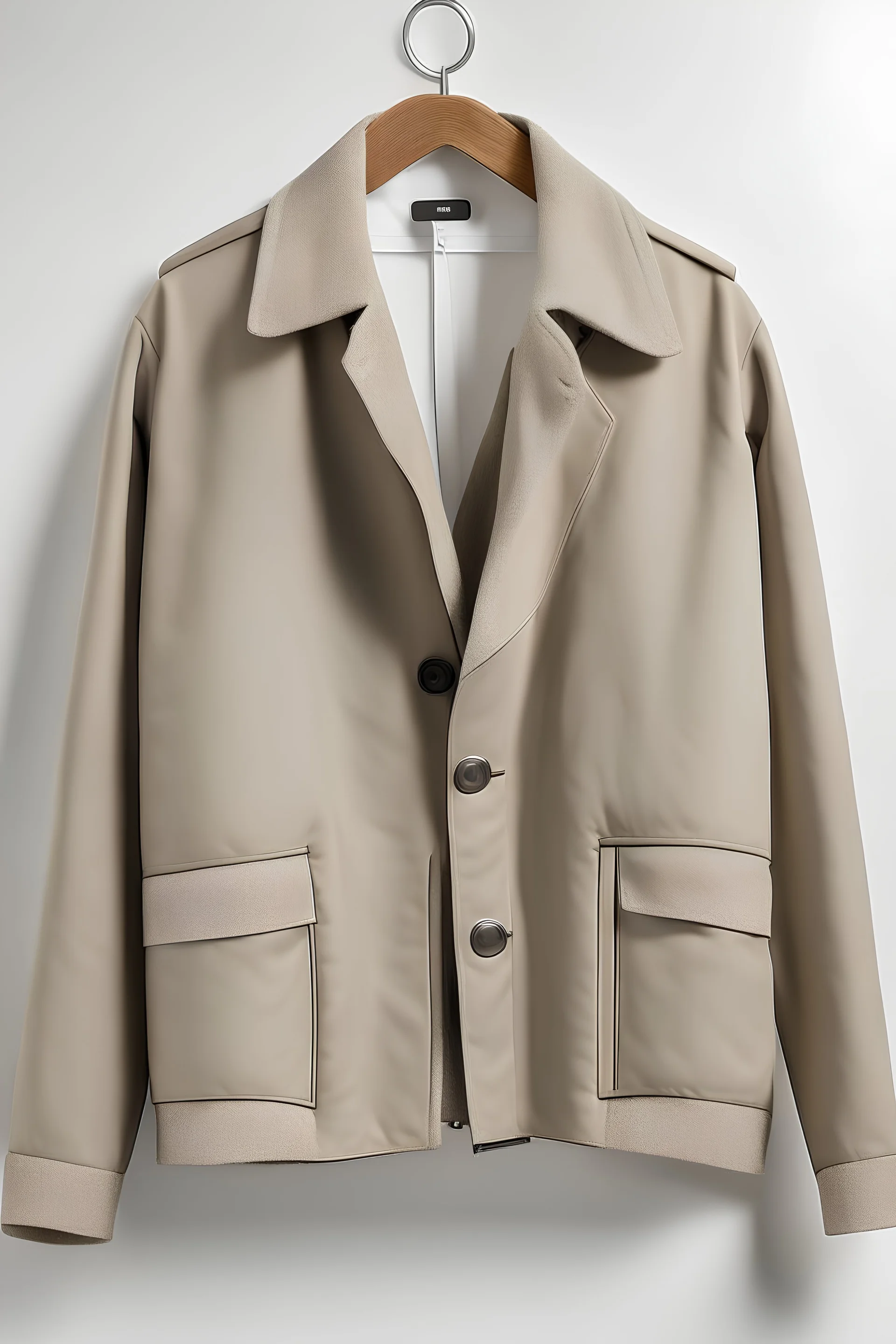 beige jacket with light grey background