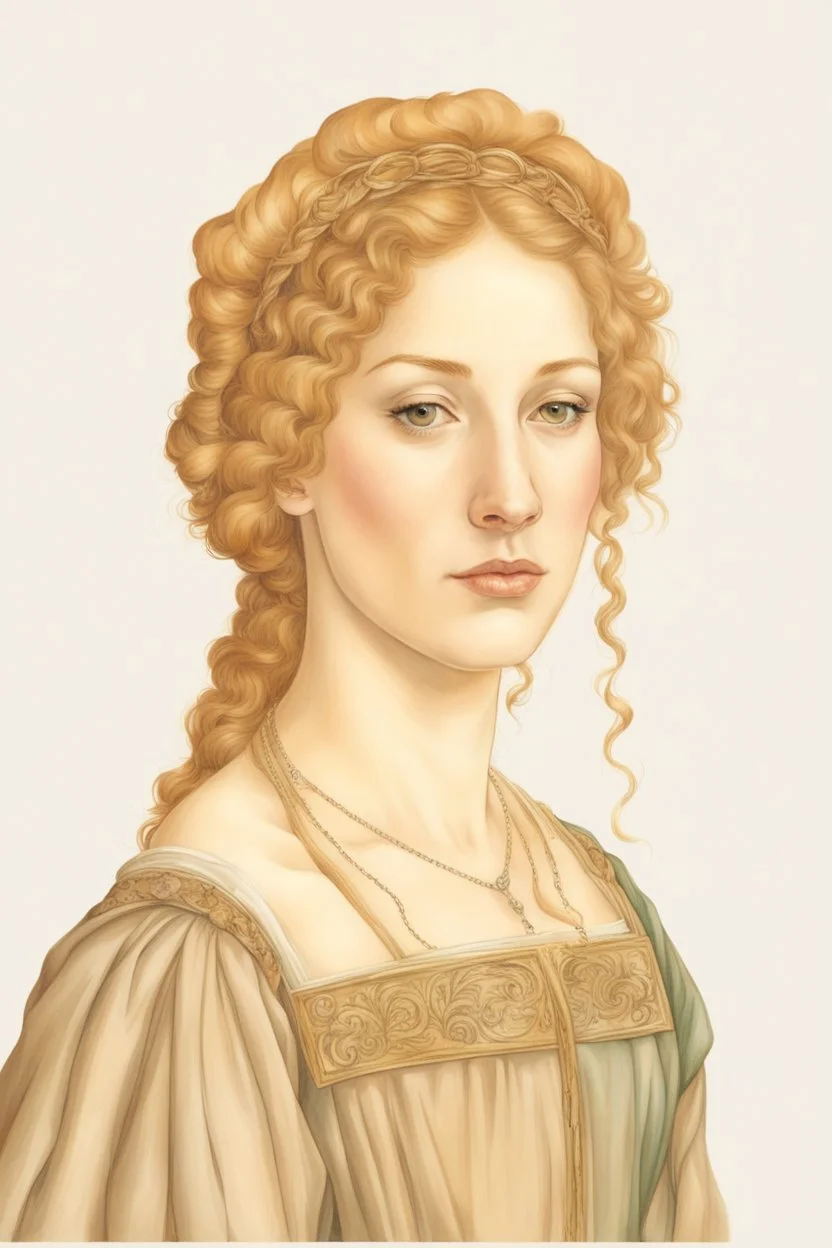 portrait of a renaissance renaissance woman botticelli style on a white background