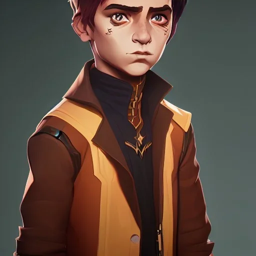 Portrait of a handsome brown haired little warlock kid by Nick Harris