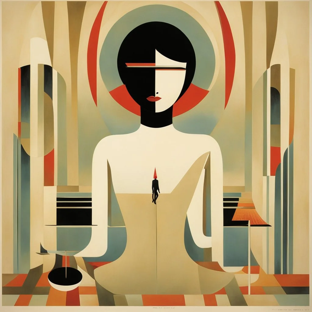 retro minimal, trendy art, art style by Eckhart Tolle and Fabio Hurtado