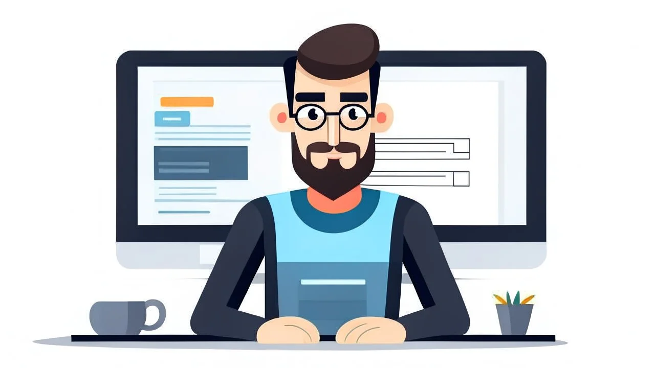 Illustration frontend web developer with white background