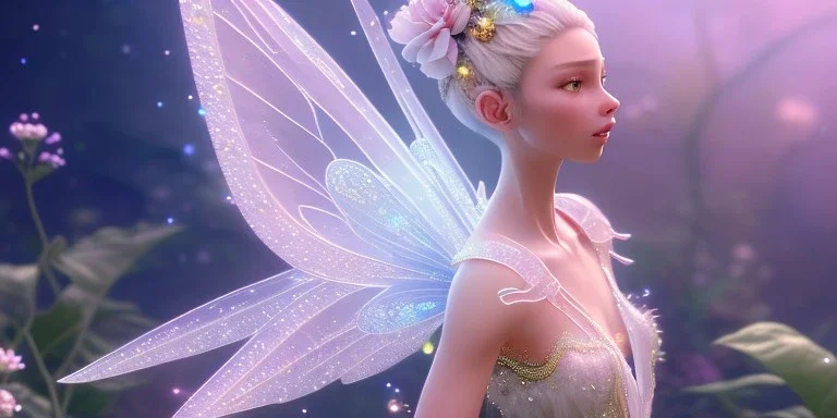 crystal subtle flower in a galactic ambiance beautiful fairy, transparent, delicate colors, in the foreground, full of details, smooth，soft light atmosphere, light effect，vaporwave colorful, concept art, smooth, extremely sharp detail, finely tuned detail, ultra high definition, 8 k, unreal engine 5, ultra sharp focus