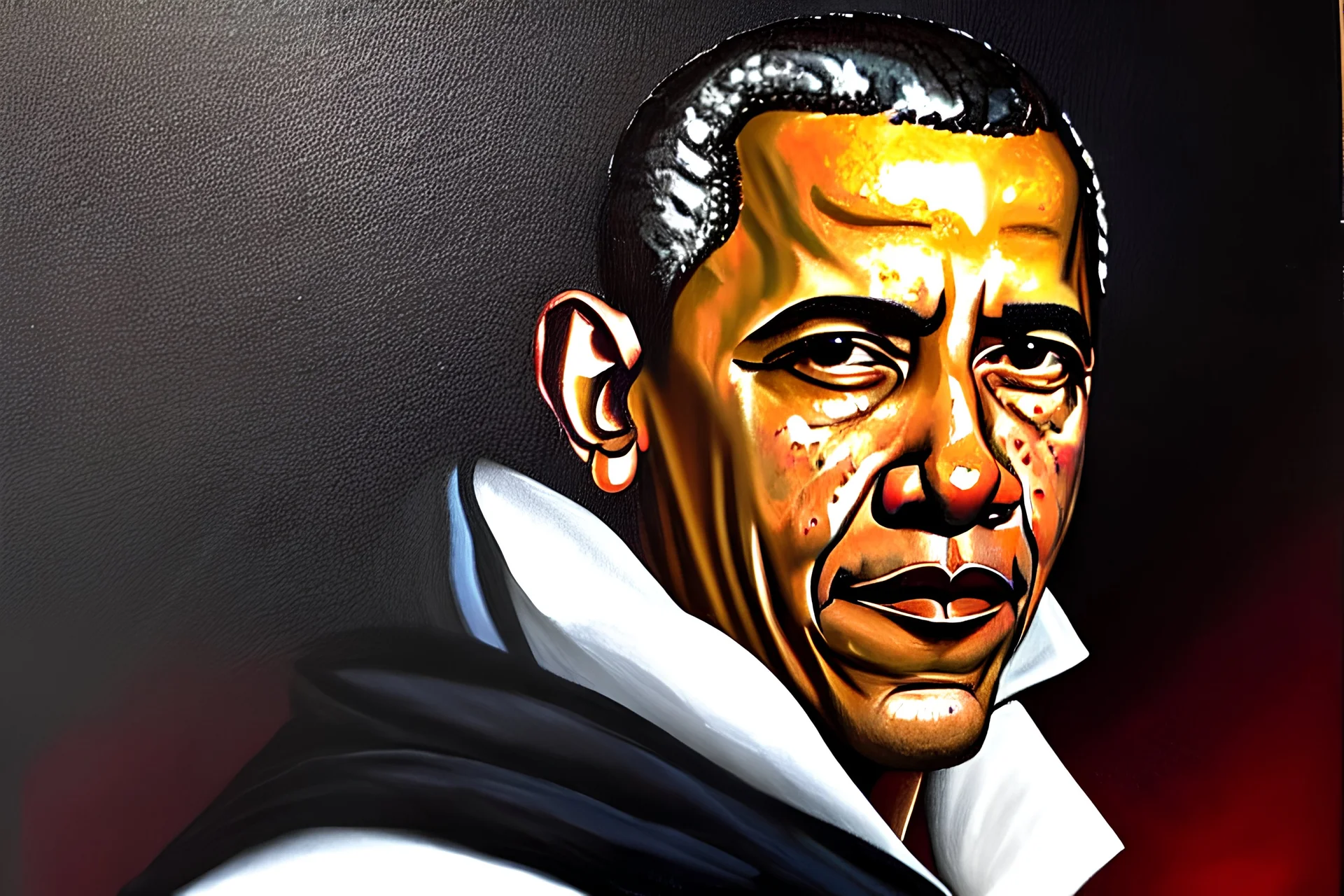 barak obama, painted by caravaggio