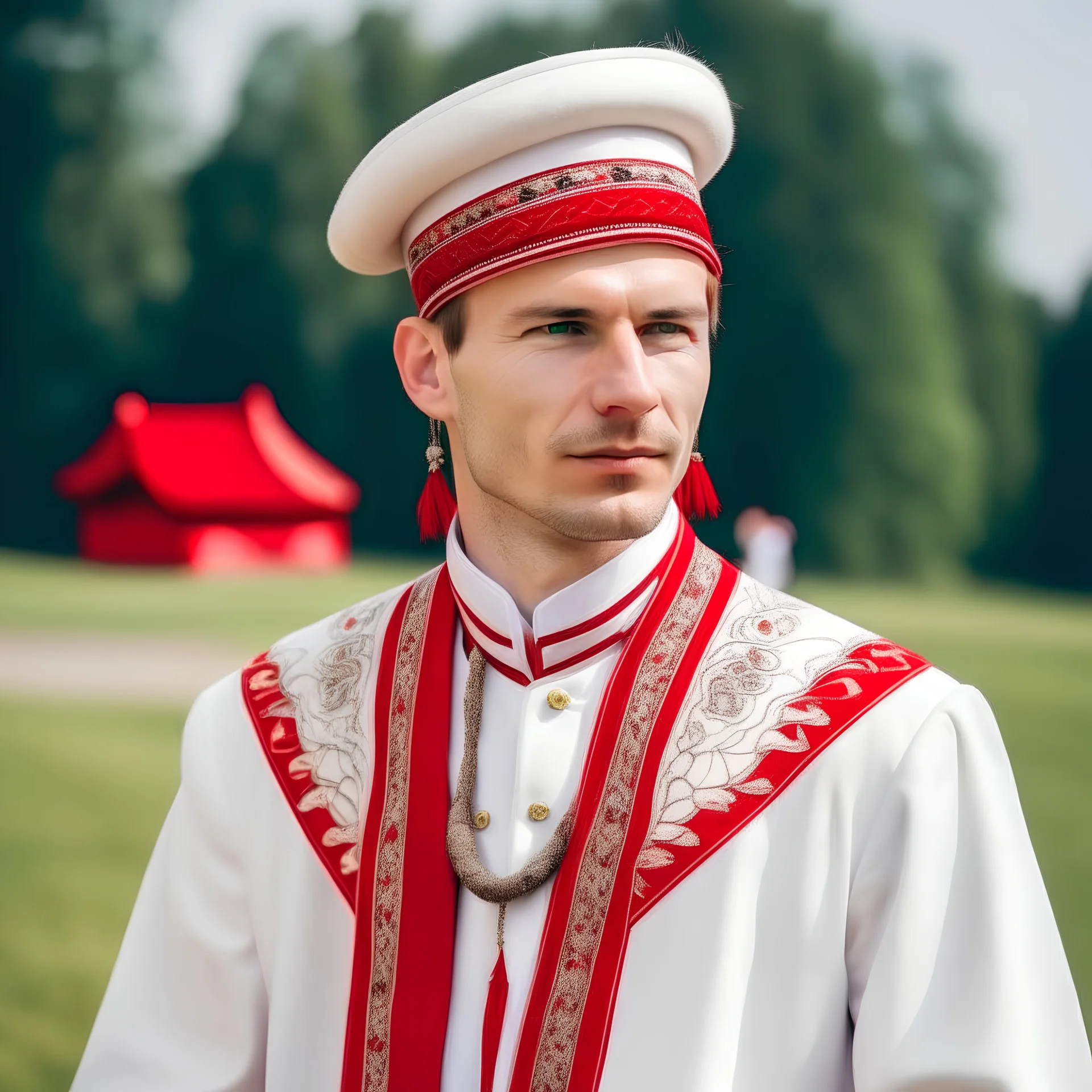 white-red-white belarus traditional man