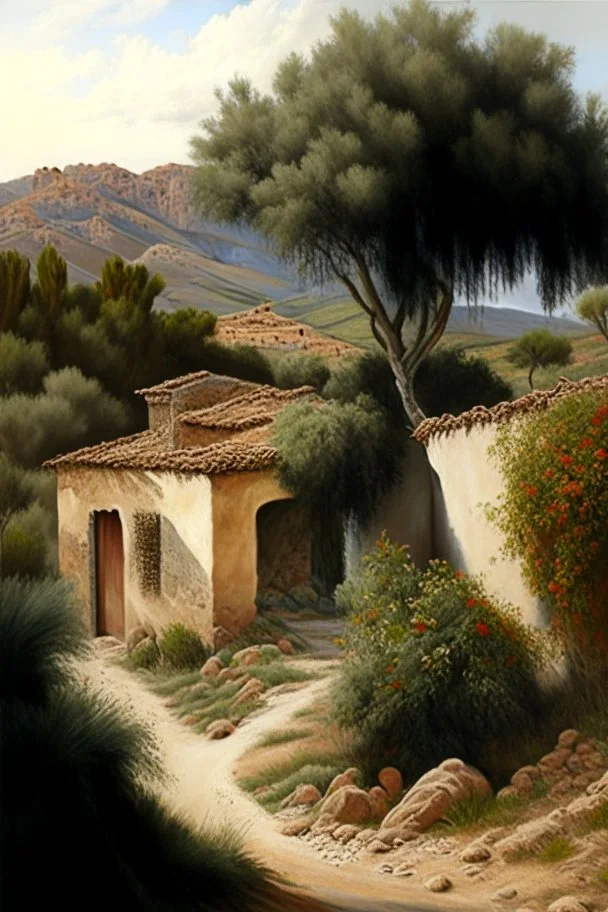 Spanish landscape painting, detailed, natural, realistic