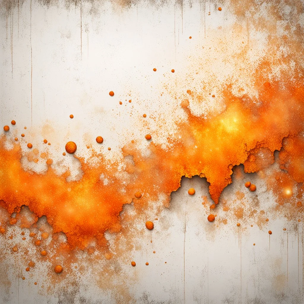 Hyper Realistic Light-Orange Grungy-Texture With Glowing-Golden Embers on Grungy Retro-Jet-White-Wall-Background.