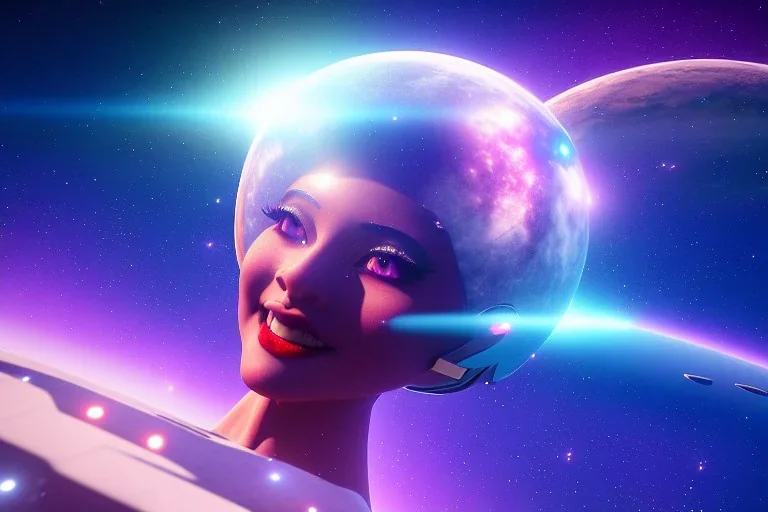  beautiful cosmic woman, nice smiling, magic glamour make up, delicate colors, beautiful glamour galactique dress, ultra sharp focus, 8k, unreal engine 5, extremely sharp detail, light effect, soft light atmosphere of a spaceship, smooth, full of details, face in front, complete vision of face and hair and body