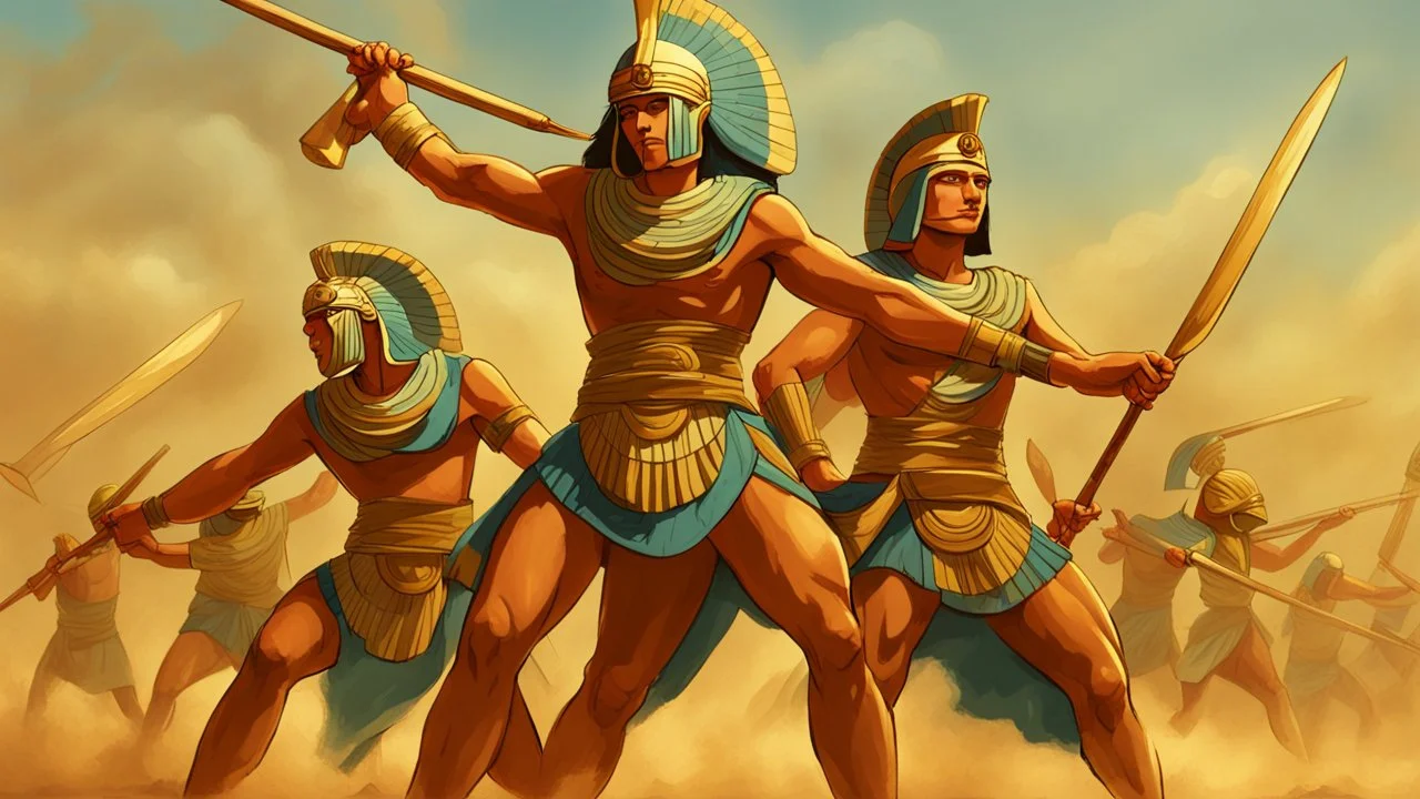 Pharaonic soldiers fighting in battle