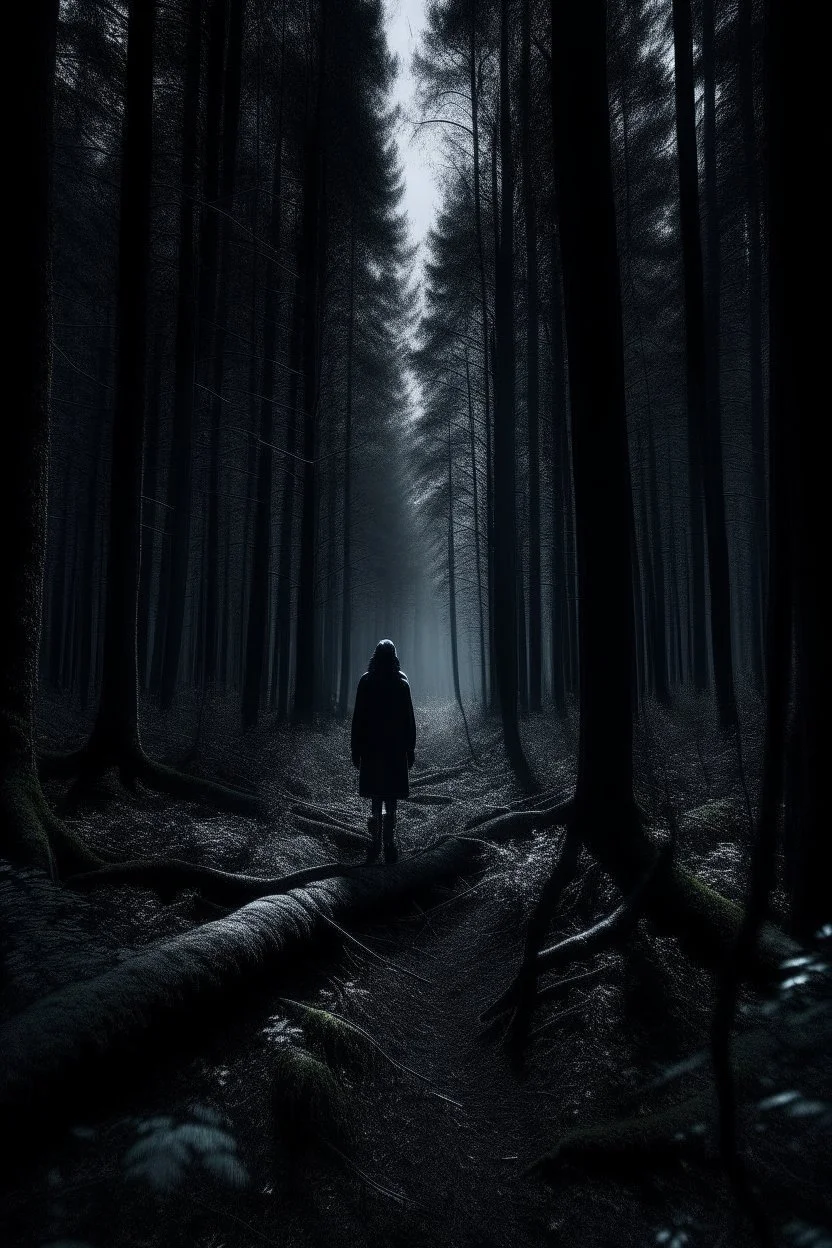 lost in the forest during the nightc scary