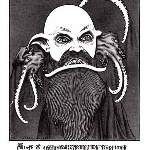  Nosferatu vampire with a tentacle beard as a Russian Orthodox