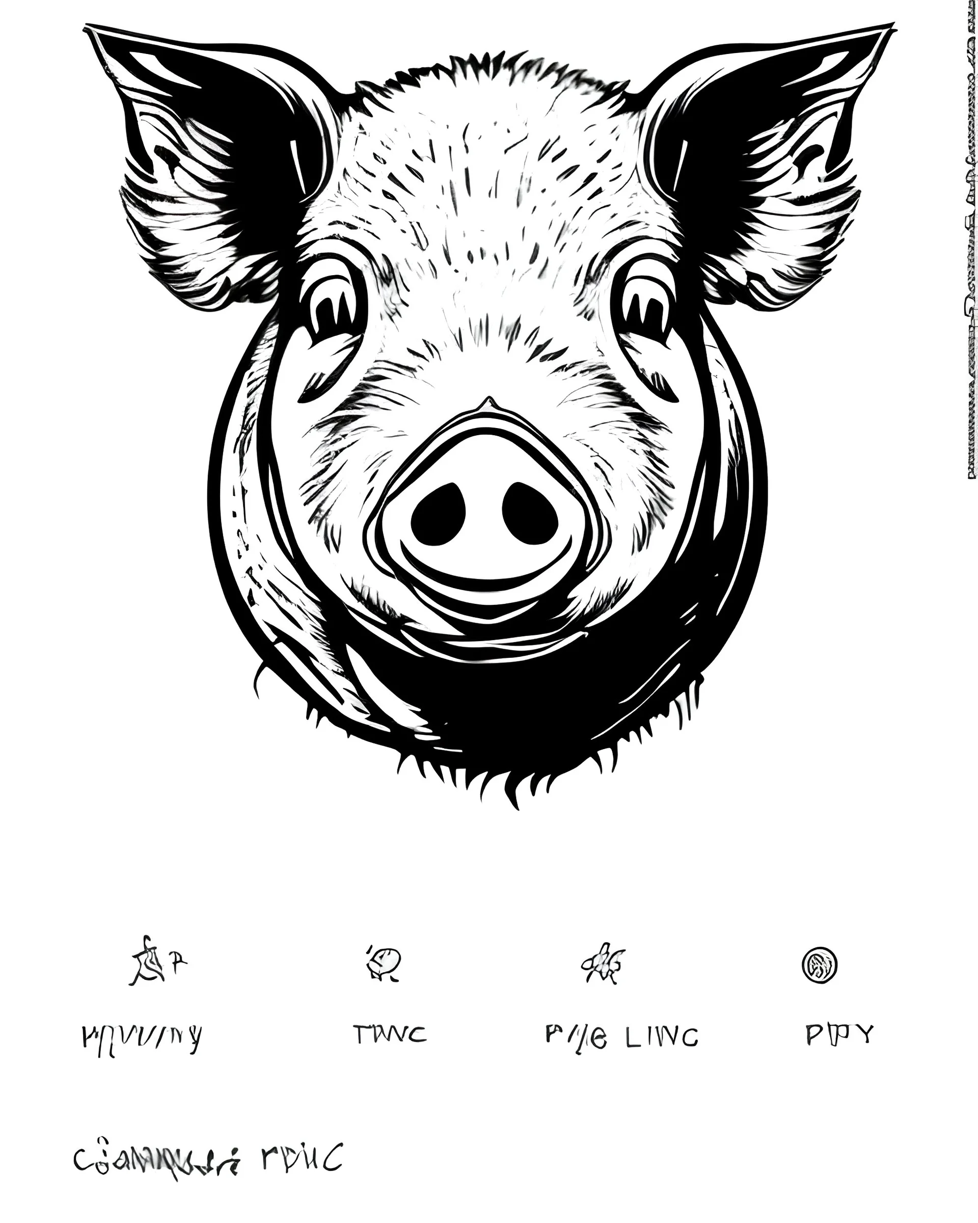 pencil drawn pig