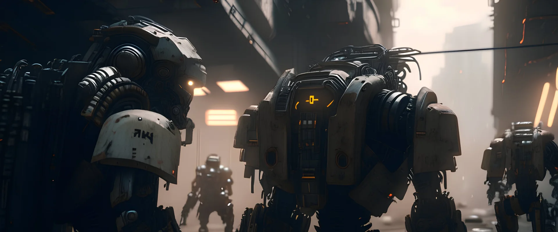 4K. REALISTIC FULL DETAILS. Une horde de terminators attaquent une station de radio