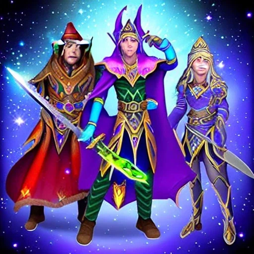 cosmic mage, elf, male, battle mage, cosmic sword, epic, cosmic magic