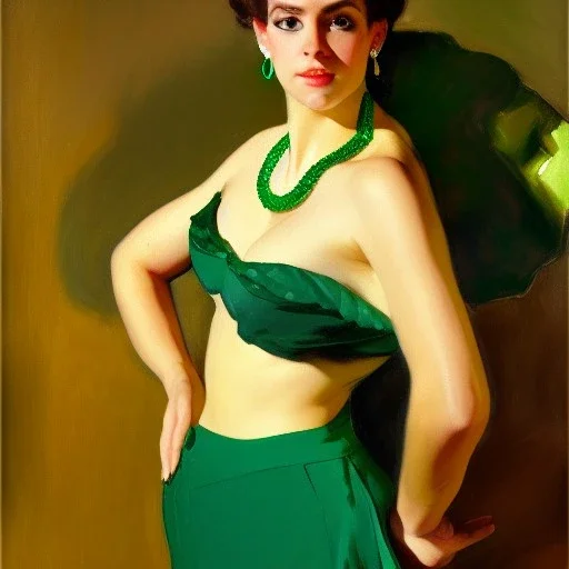 fullbody portrait of beautiful booty young busty atletic amazon woman with big green emerald eyes with big emeralds necklace by Joaquín Sorolla 8k