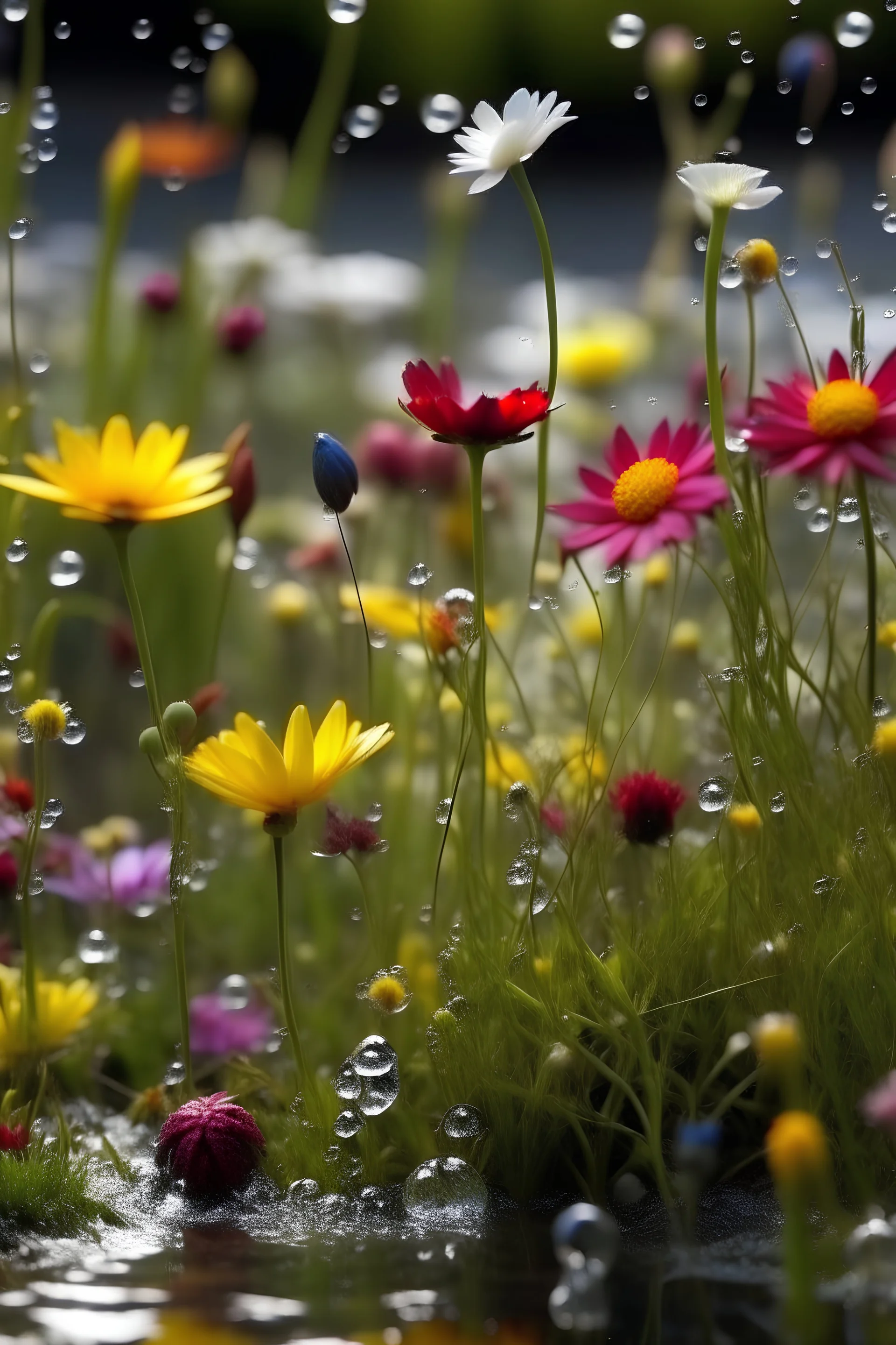 beautiful wild flowers pouring out like a liquid