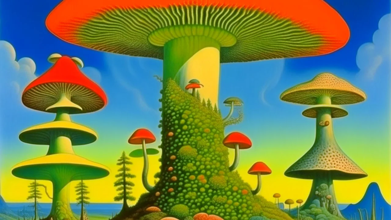 mushroom growth, surreal, bizarre by max ernst