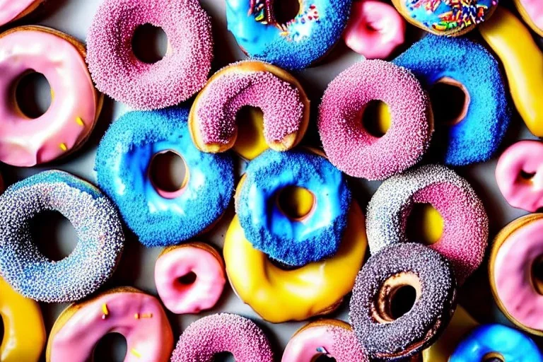 hills completely covered by donuts with sunny sky