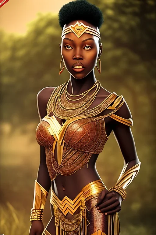 A photo taken from an african village "justice league", <character or scene>, kente, cinematic lighting --v 4 --q 2