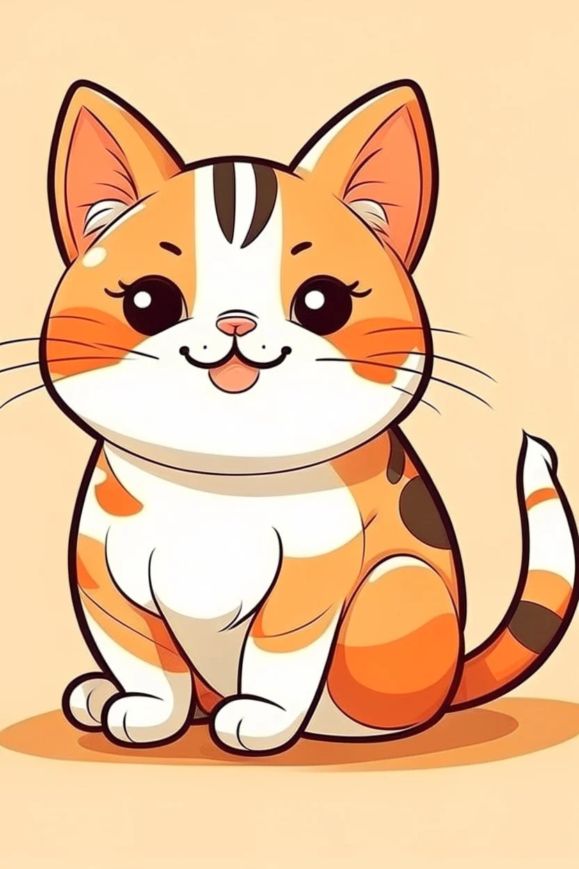 sweet illustration of a cat, in a cartoon style