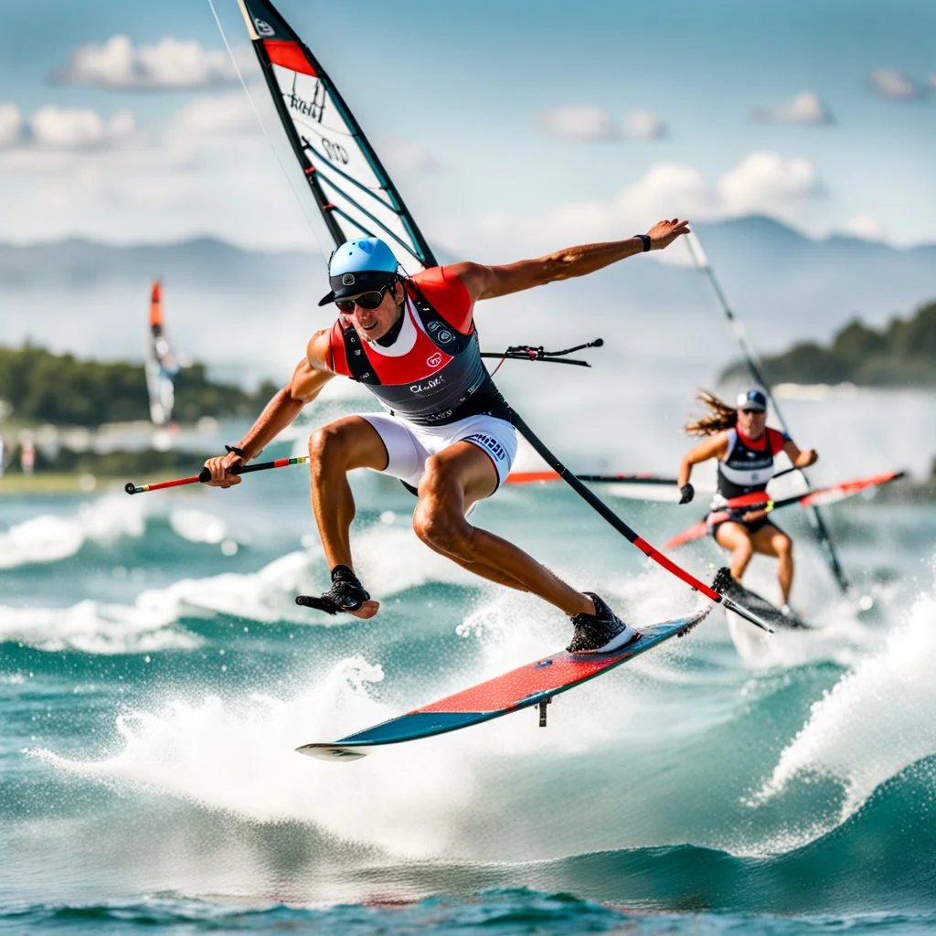 Biathlon of polo and windsurfing