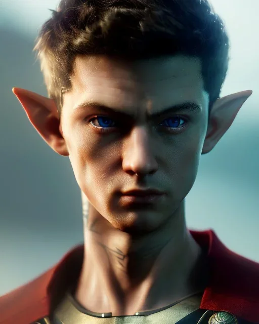 Close up photo 🧝♂🌘💪🏻 young male teen elf,high quality, very detailed, vfx,8k,4k,masterpiece, UHd,concept art, ,artstation,epic