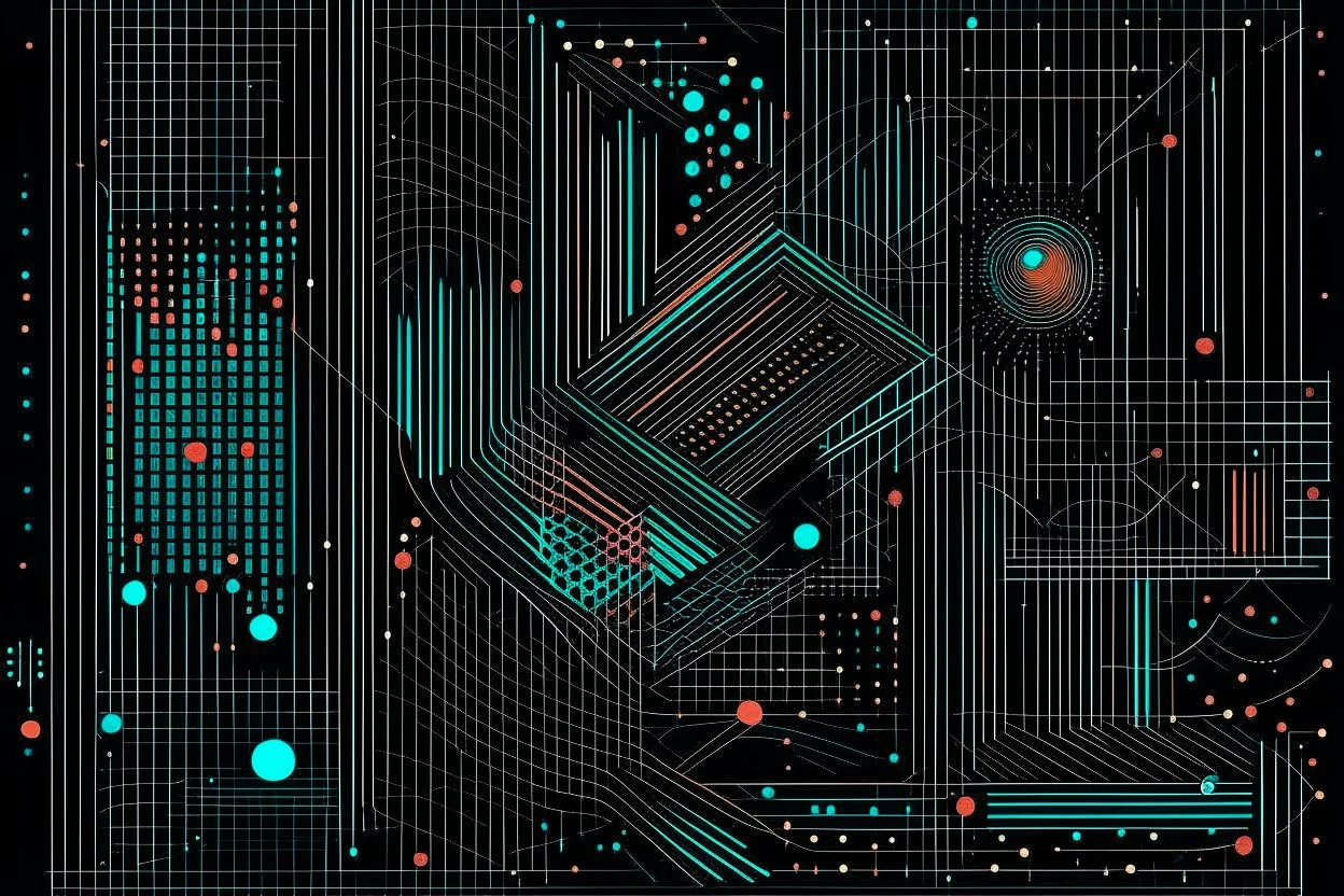 Cypherpunk culture represented as lines and dots abstract shapes