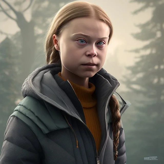  Greta Thunberg portrait octane render, Fhloston Paradise.