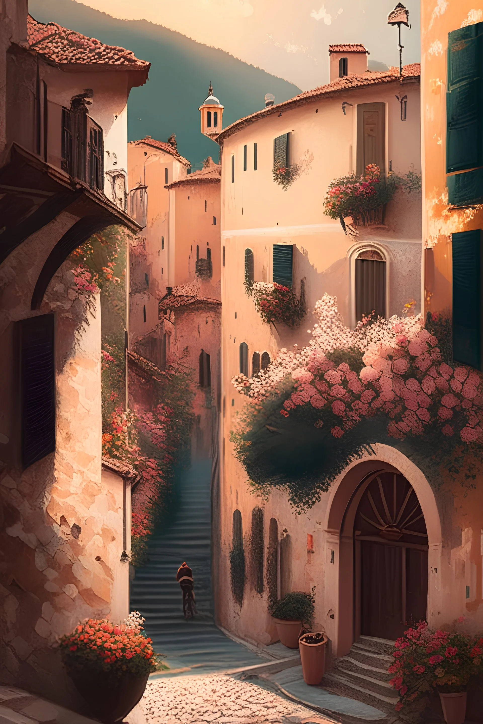 illustrated, romantic, Italy