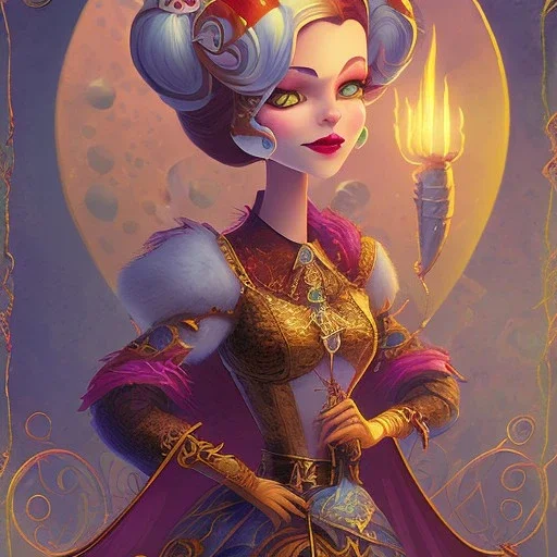 extrem tim burton style and disney style of an old and extrem malicious stepmother, sharp focus, sneaky eyes