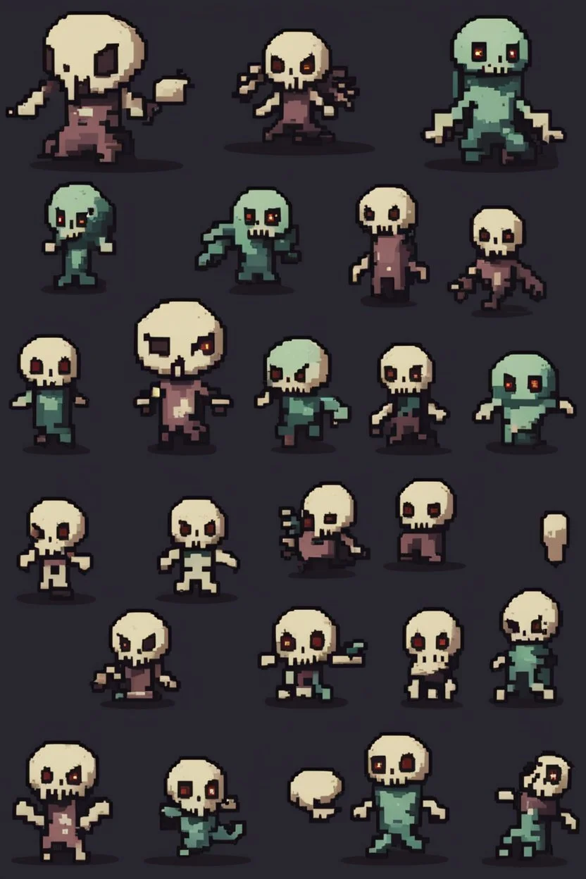 cute pixel undead soul sprite sheet for animation (idle, run, jump movement)