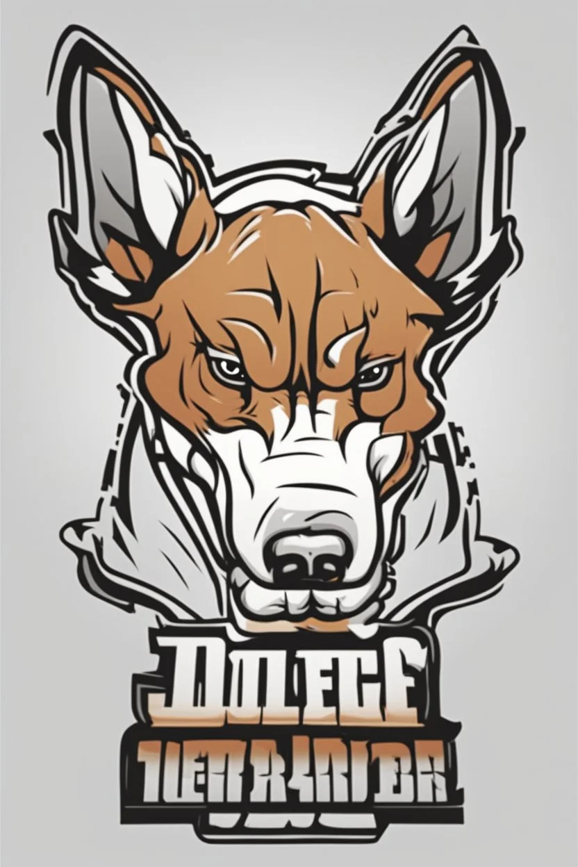 angry bull terrier hockey logo, thick lines, vector