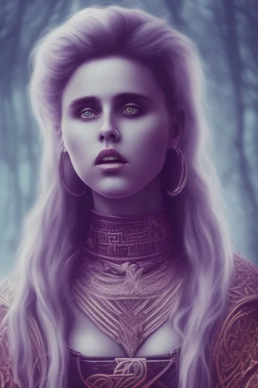  viking, high light ,purple tones,Danish singer MØ face,