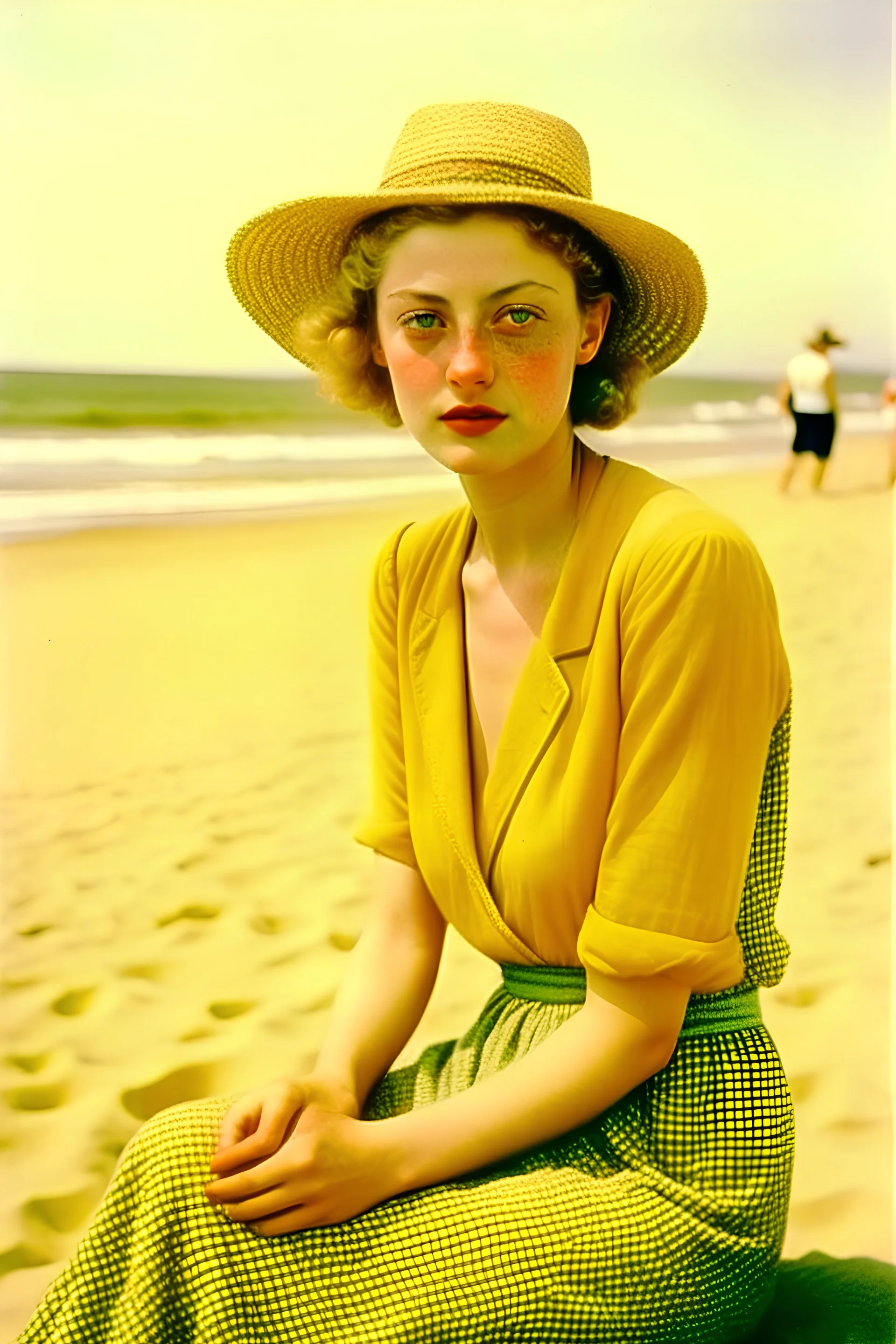 Caroline trentini, autochrome, on the beach