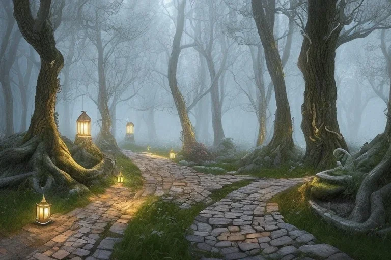 wooded stone lantern path forest