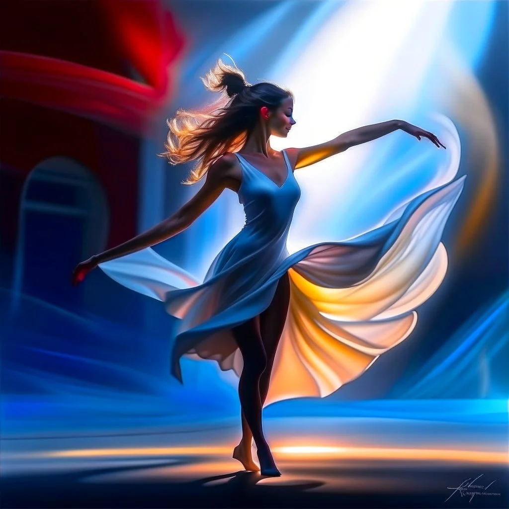 woman dancing in the street siluette