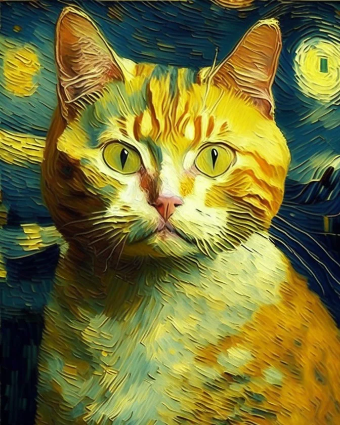 Portrait of a cat by Van Gogh