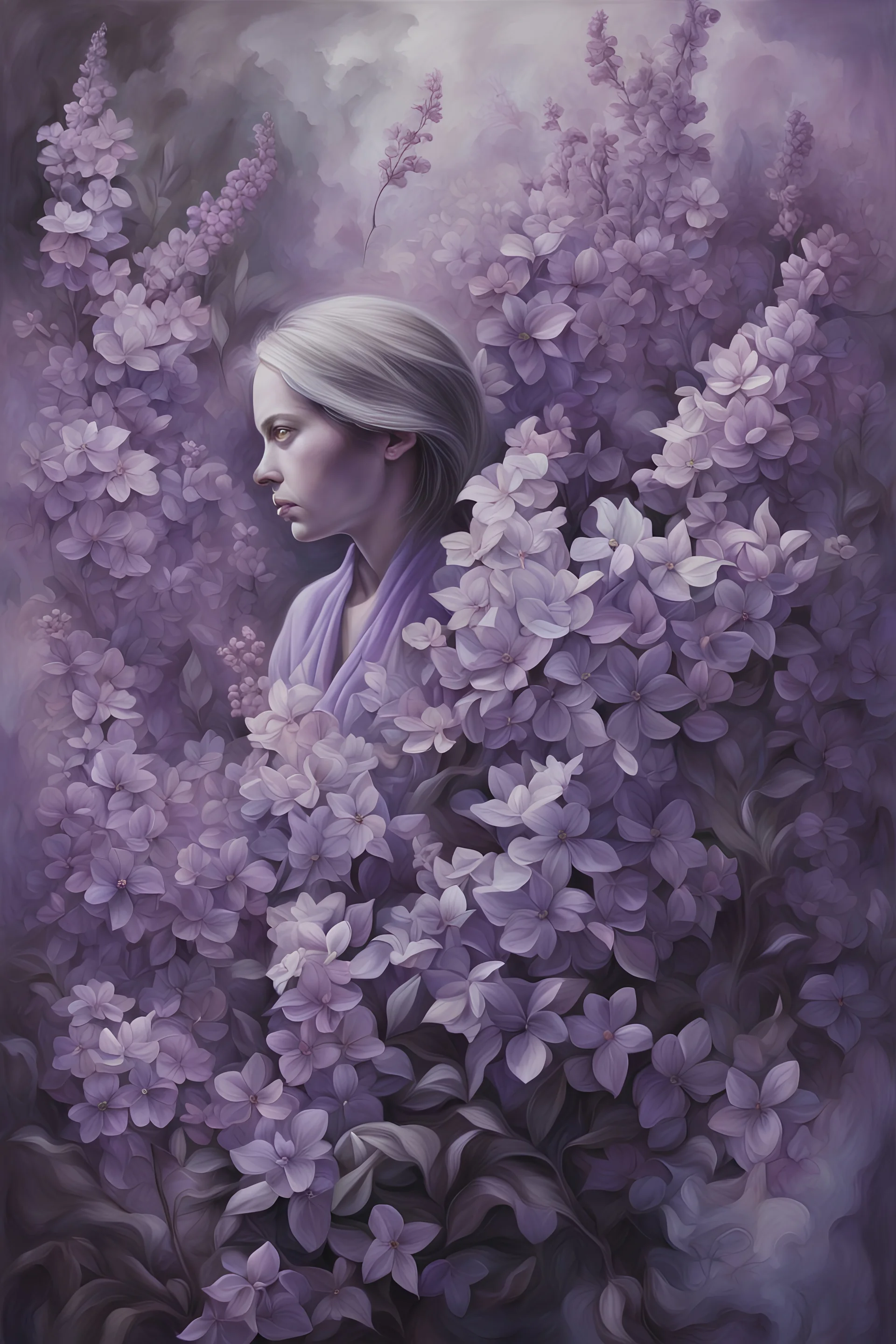 purple abstract figures, in cool shades of lilacs and grays, subtle gradients, a sense of motion frozen in time., conceptual art, painting, cinematic, wildlife photography, hyperdetailed, hyperrealistic, photorealism, meticulous