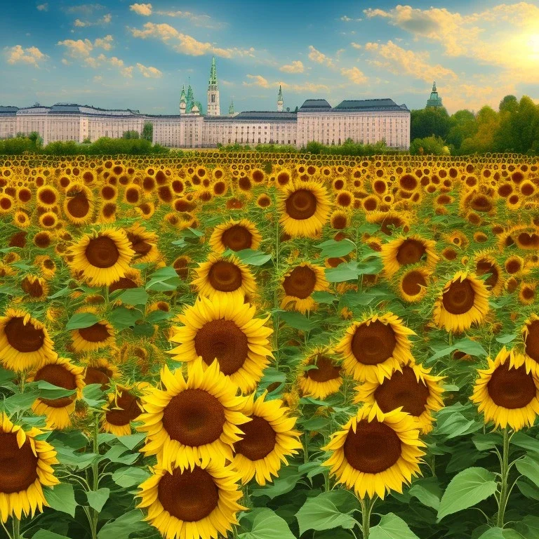 Vienna Austria with sunflowers