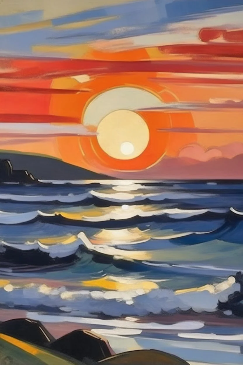 seascape with sunset by Samuel John Peploe