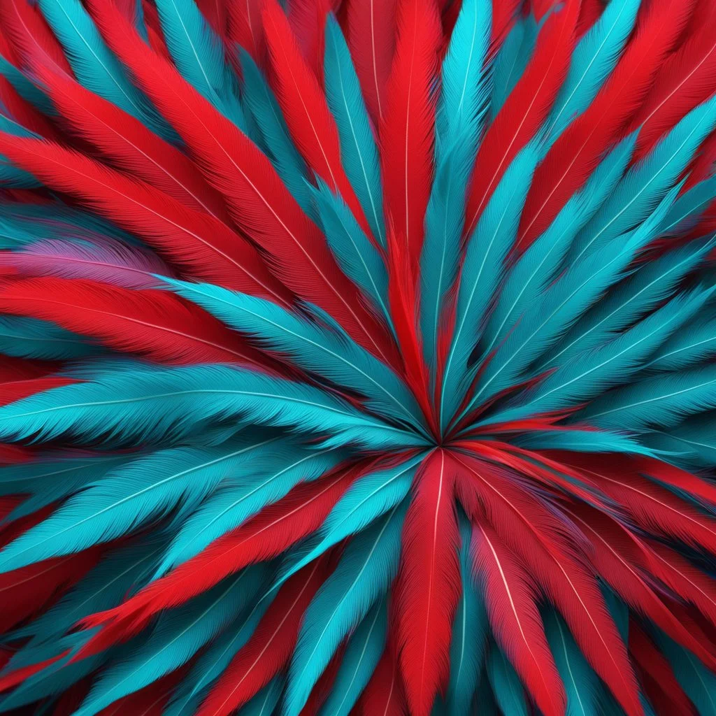 3D anaglyph red-cyan glasses required to watch this ultra macro zoom universe made of coloured feathers
