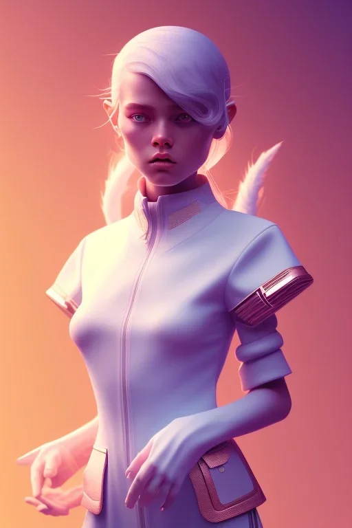 isometric clean art of an elemental gaurdian girl, soft lighting, soft pastel gradients, high definition, 3d icon clay render, blender 3d